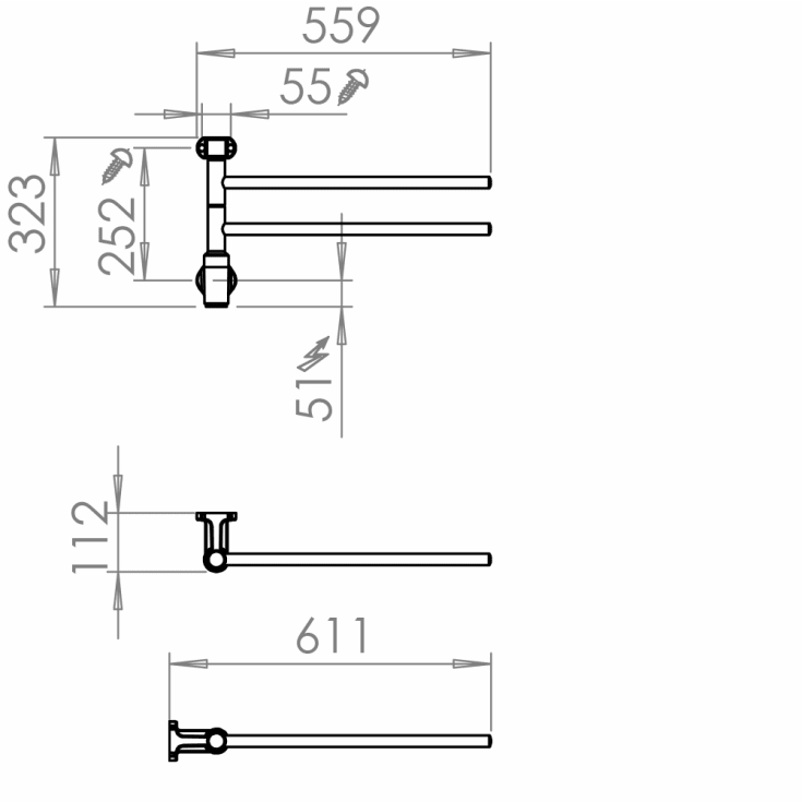 Pax Flex I håndklædetørrer, el, 55,9x32,3 cm, rustfrit stål