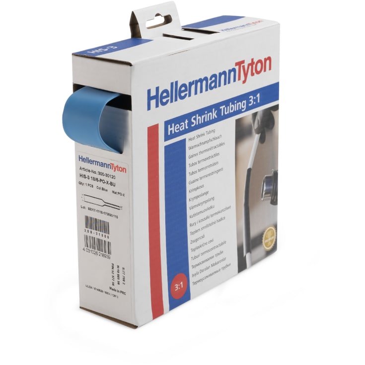 Krympeflex box 3:1, Ø9,5/3,0 mm, blå, 5M, uden lim