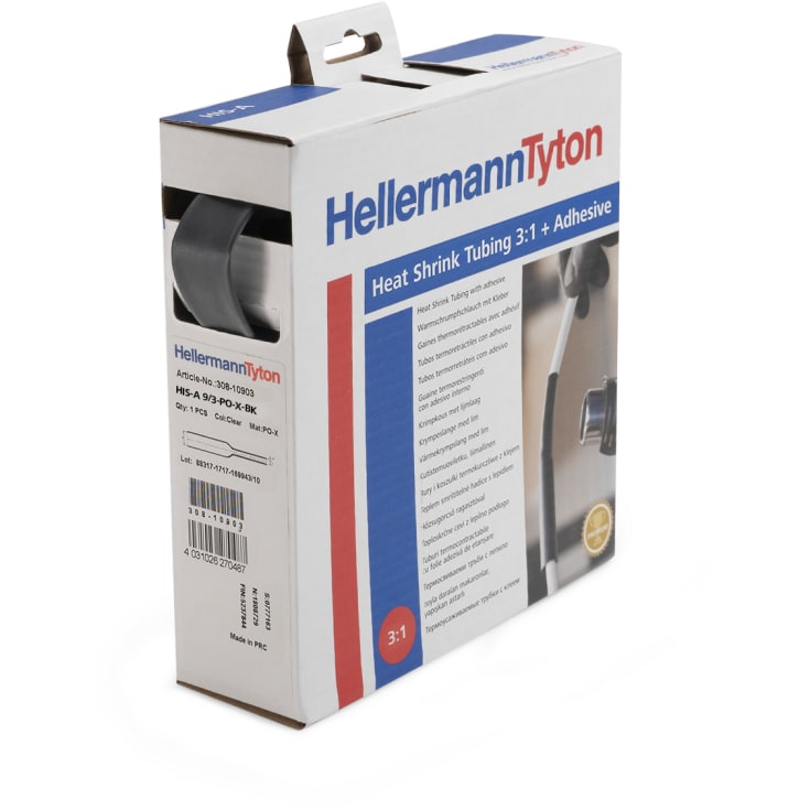 Krympeflex box 3:1, Ø18,0/6,0 mm, sort, 4M, med lim