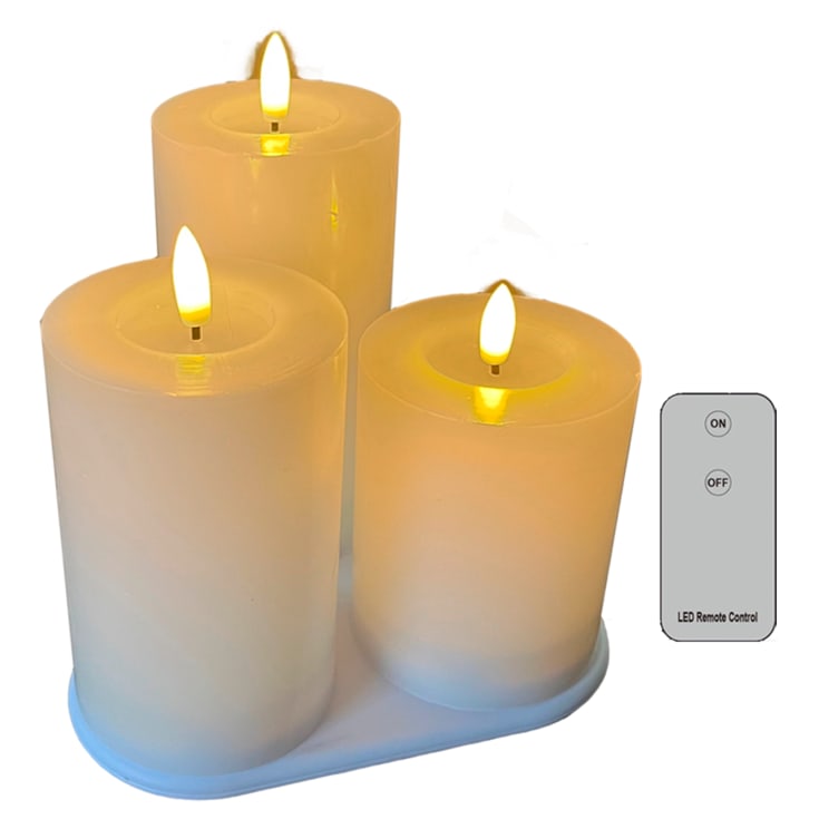 Veli Line LED kubbelys, oppladdningsbar, 3-pk