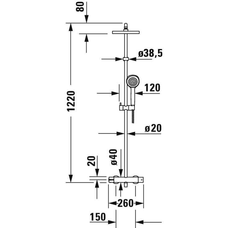 Duravit B.1 brusesæt, krom