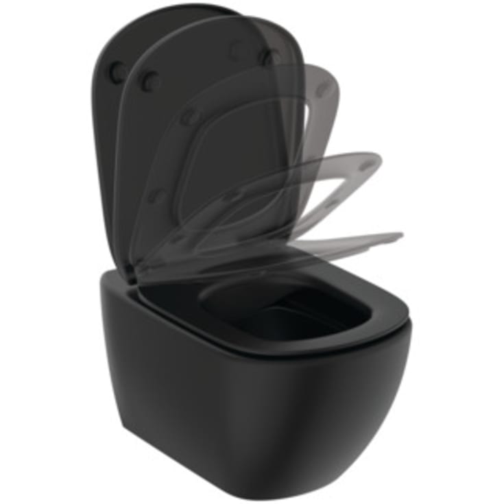 Ideal Standard Tesi væghængt toilet, uden skyllekant, mat sort