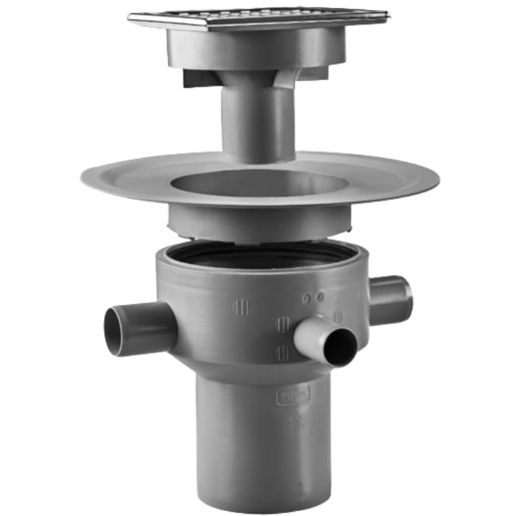 Purus Multiflex Tile Insert afløbskål, til beton og flisegulv, med fliseindsats, Ø110 mm