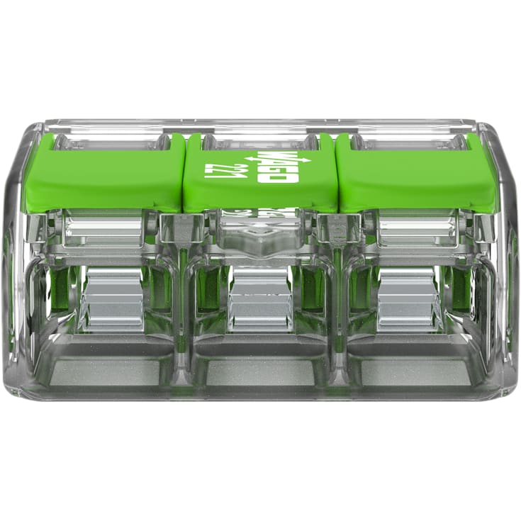 50 st Green Connector 3x0,2-4 mm² transparent med grön pal, serie 221