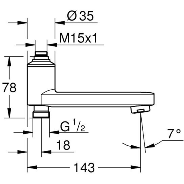 Grohe tut, 108 mm, matt sort