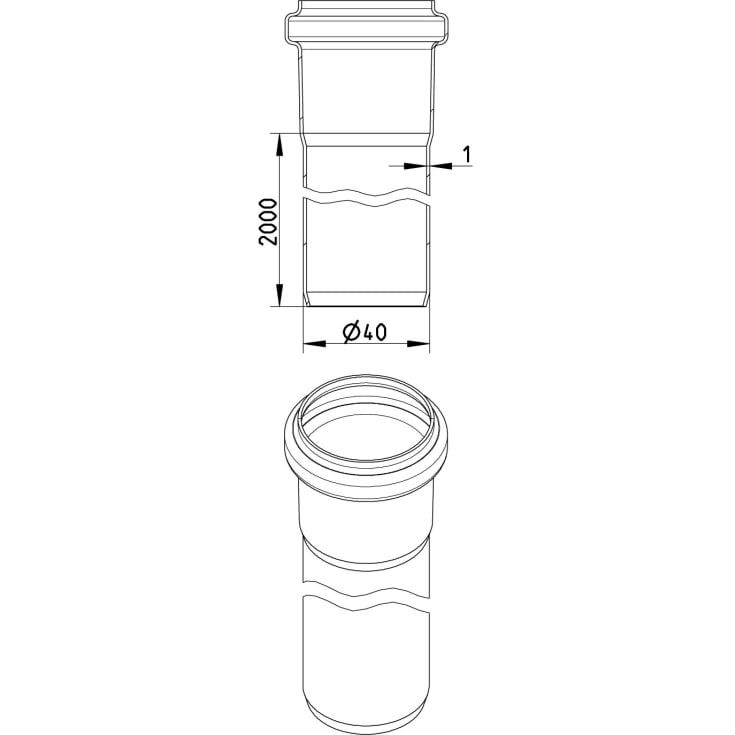 RØR, L: 2000MM, Ø40MM