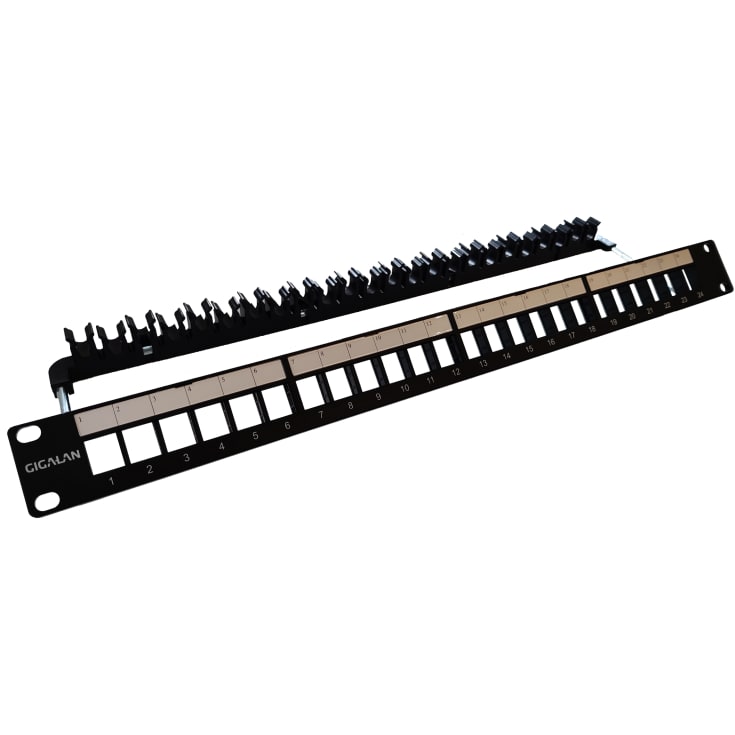 Universal patchpanel för Keystone 24 port UTP/STP Cat.5e/6/6A