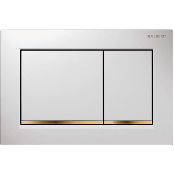 Geberit Omega 20 Square spolplatta, vit/guld
