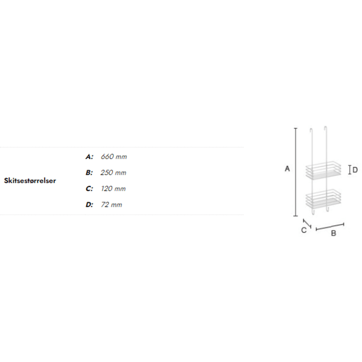 Beslagsboden brusehylde, krom
