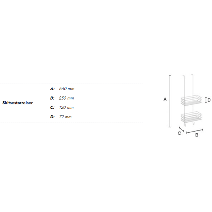 Beslagsboden brusehylde, krom