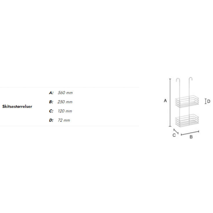 Beslagsboden brusehylde, krom