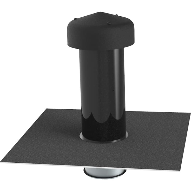 Fixnordic ventilationshætte, Ø160 mm, integreret tagpap, kondensindsats, sort