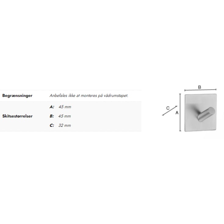 Beslagsboden håndklædekrog, mat sort