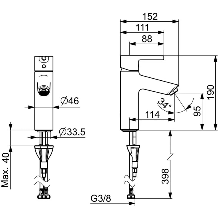 Oras Optima Pin XL håndvaskarmatur, krom