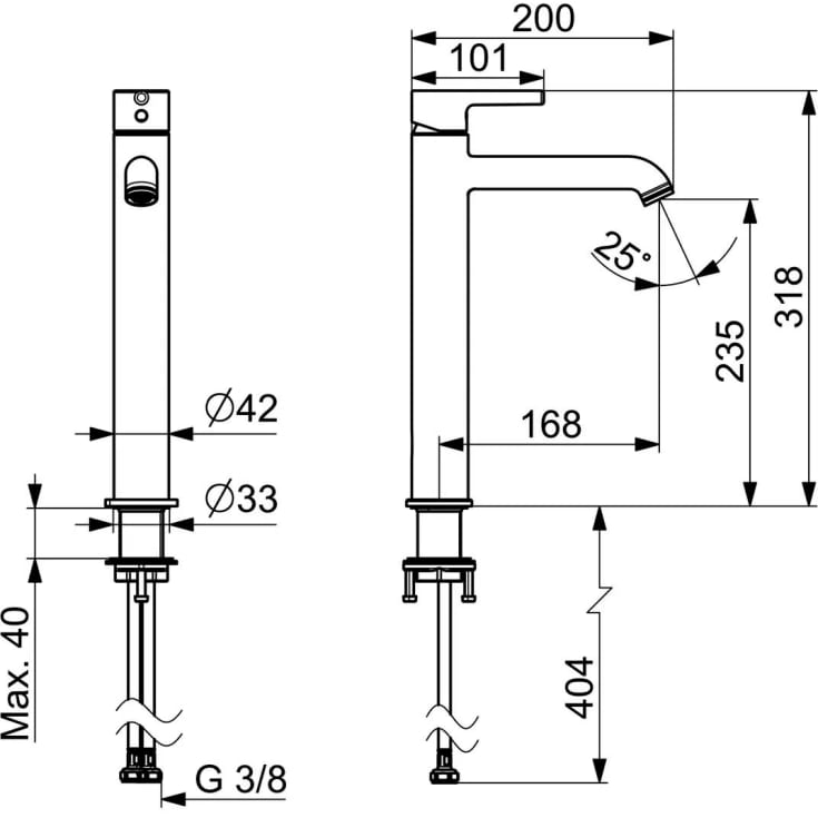 Oras Optima Style servantbatteri, krom
