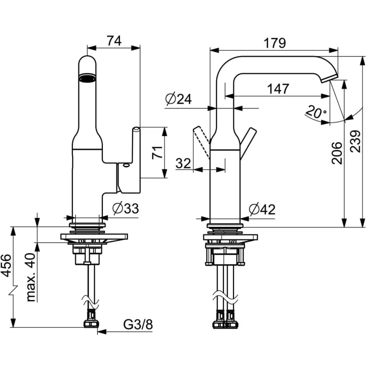 Oras Optima Style servantbatteri, krom