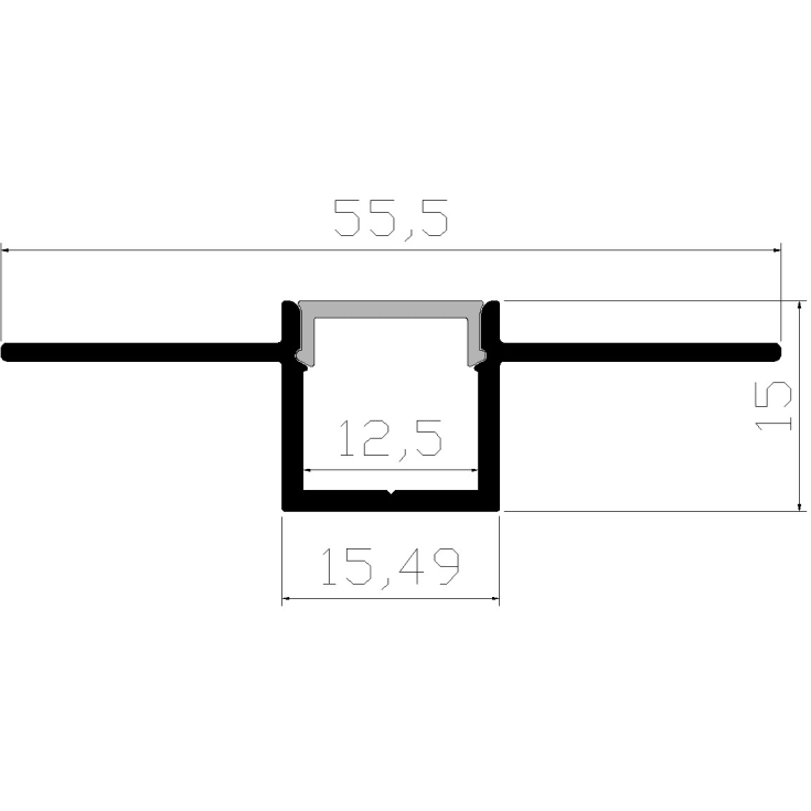All Light aluprofil 5615, indspartling, 2 meter