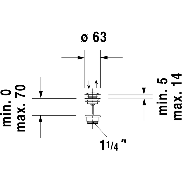 Duravit bunnventil, push-open, bronse