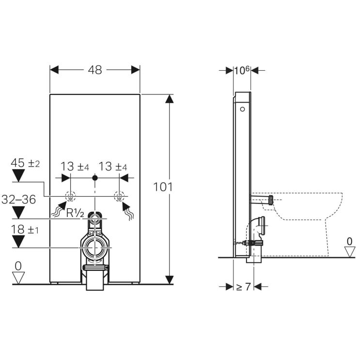 Geberit Monolith cistern till back-to-wall toalett, 101 cm, grĂ¥ skifferoptik