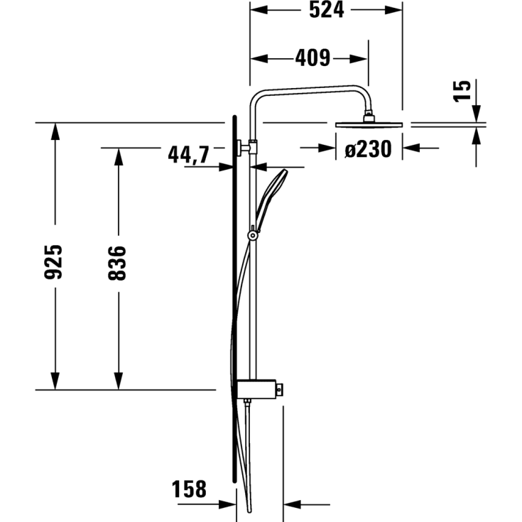 Duravit Shelf 1050 dusjsystem, krom