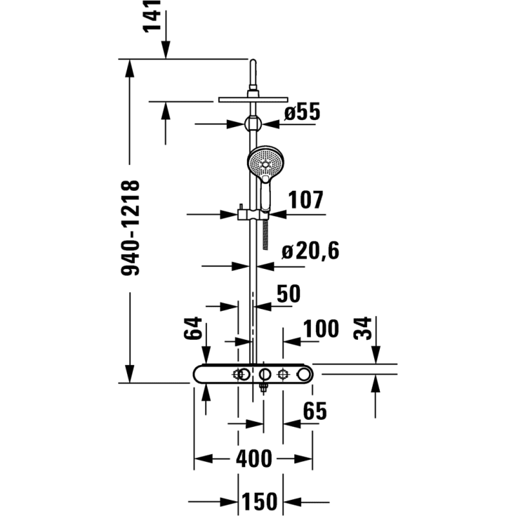 Duravit Shelf 1050 brusesæt, krom