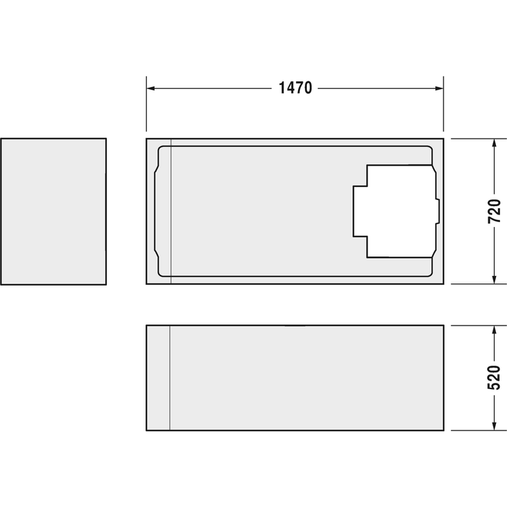 Duravit D-Code monteringskasse, 150x75 cm