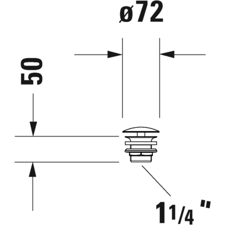 Duravit bunnventil,  ikke lukkbar, børstet rustfritt stål
