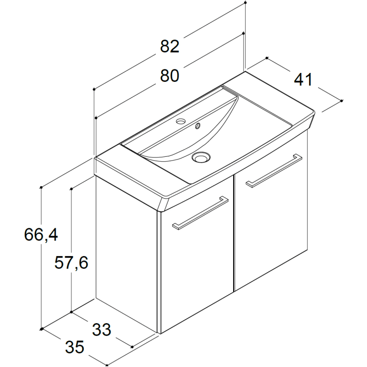Dansani Mido møbelpakke, 82x41 cm, mat hvid
