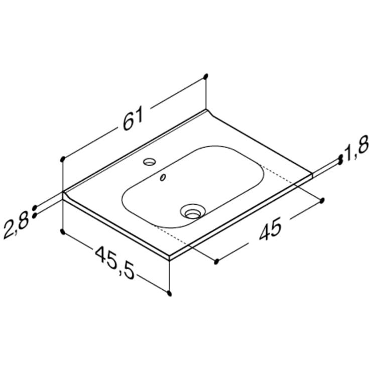 Dansani Kantate håndvask, 61x45,5 cm, hvid
