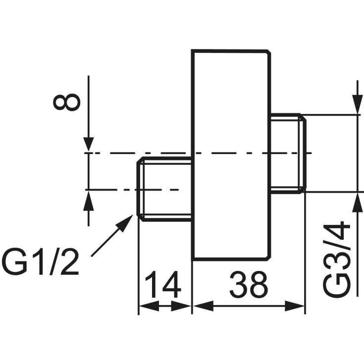 Mora forskruning med roset, excentrisk, 3/4" x 1/2", 2 stk., børstet messing