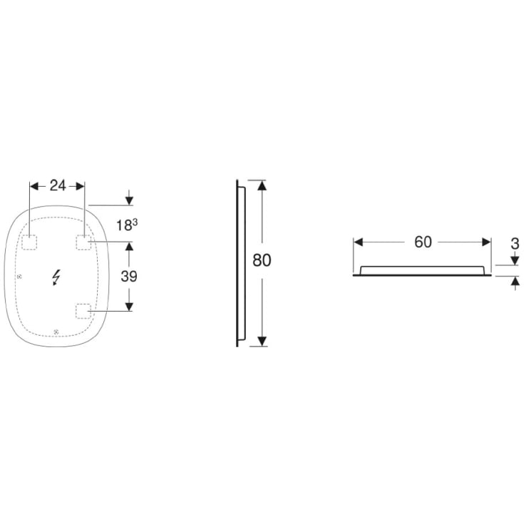 Geberit Option spejl med lys, 80x60 cm