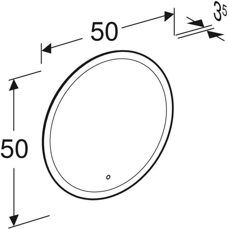 Geberit Option Round spegel med belysning, dimbar, Ø50 cm