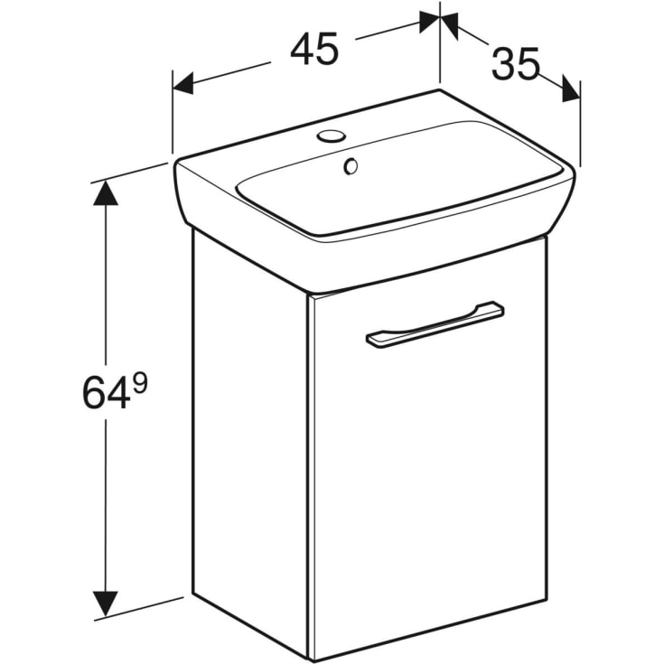 Geberit Selnova Square möbelpaket, 64,9x50 cm, vit
