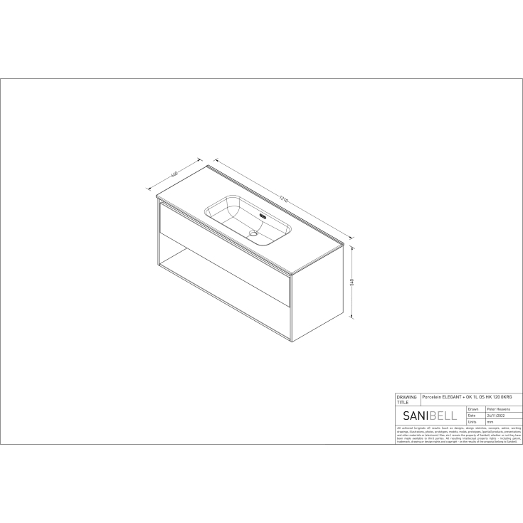Sanibell Proline møbelpakke, 121x46 cm, rå eg