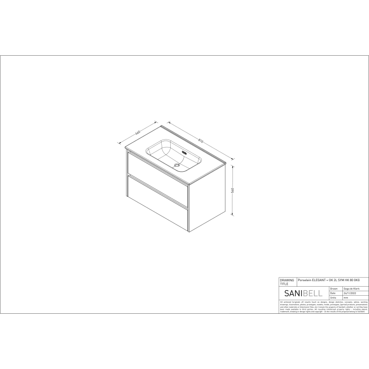 Sanibell Proline møbelpakke, 81x46 cm, hvid højglans