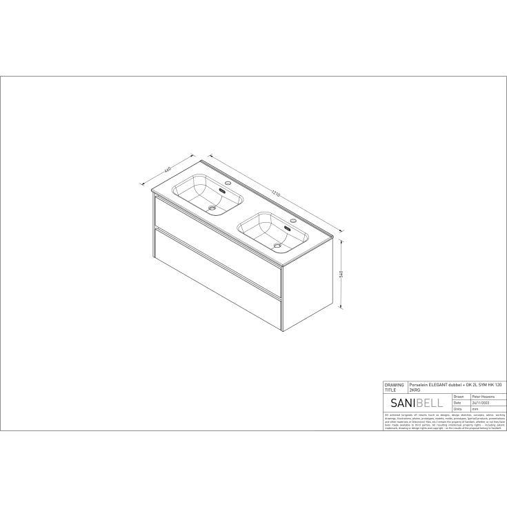 Sanibell Proline møbelpakke, 121x46 cm, ideal eg