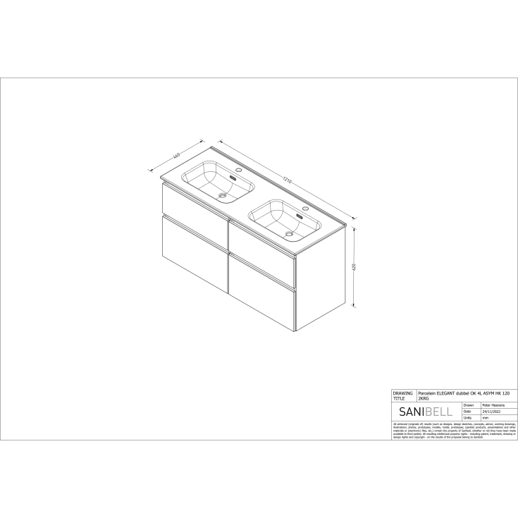 Sanibell Proline møbelpakke, 121x46 cm, mat sort