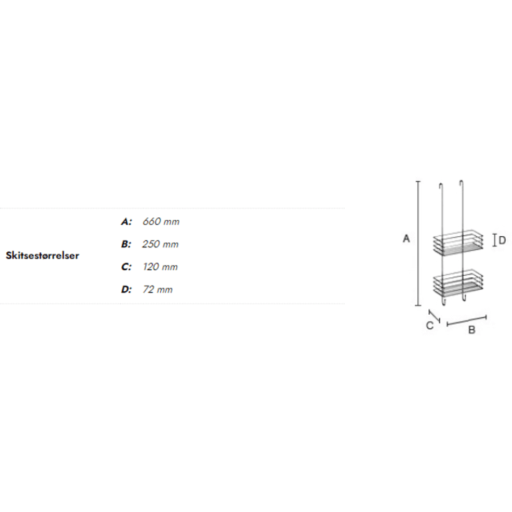 Beslagsboden brusehylde, sort