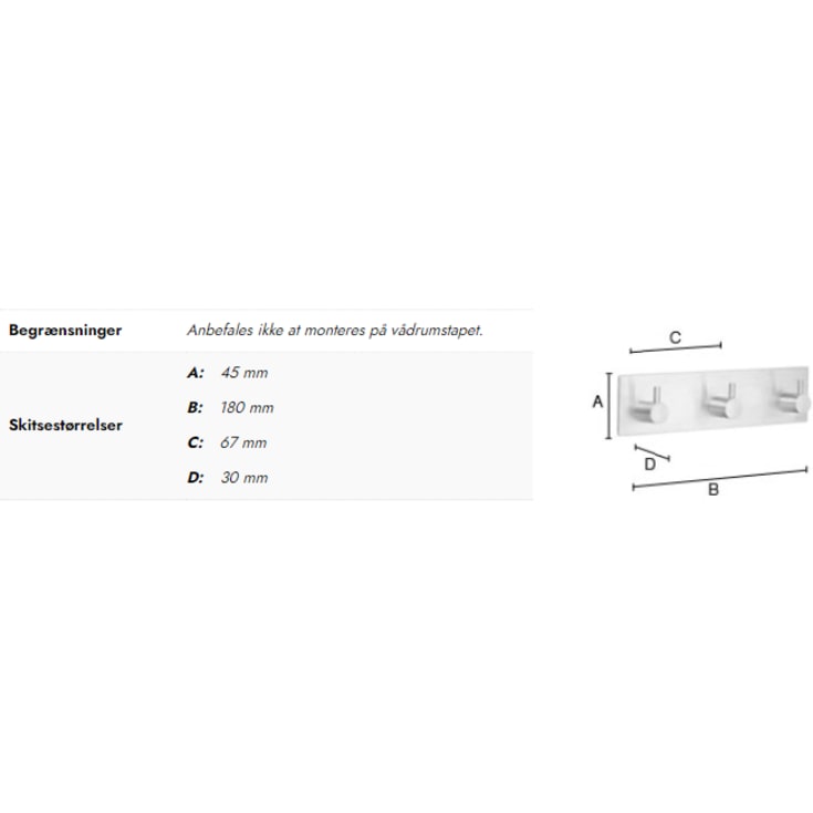 Beslagsboden knagerække, krom