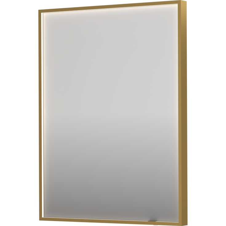 Sanibell Ink SP19 spejl med lys, dæmpbar, dugfri, 60x80 cm, børstet mat guld