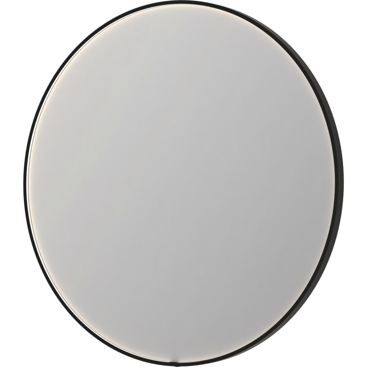 Sanibell Ink SP24 spejl med lys, dæmpbar, dugfri, børstet sort, Ø120 cm
