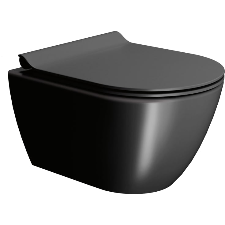 GSI Pura væghængt toilet, uden skyllekant, rengøringsvenlig, mat sort