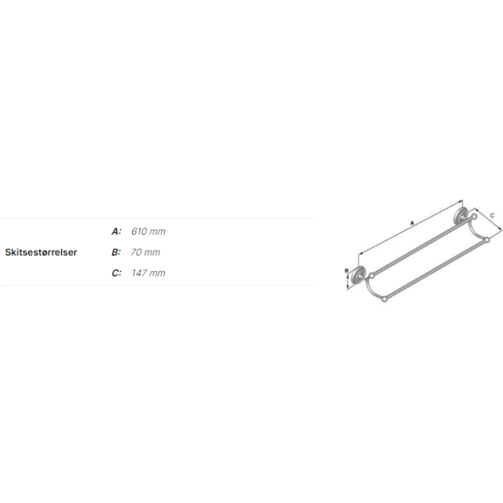 Smedbo Villa håndklædestang, 61 cm, poleret messing