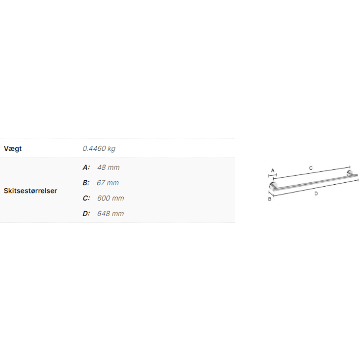 Smedbo Home håndklædestang, 64,8 cm, børstet messing