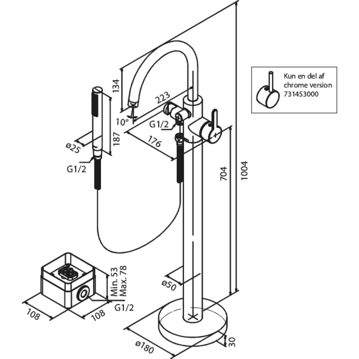 Damixa Silhouet kararmatur med brusesæt, sort krom