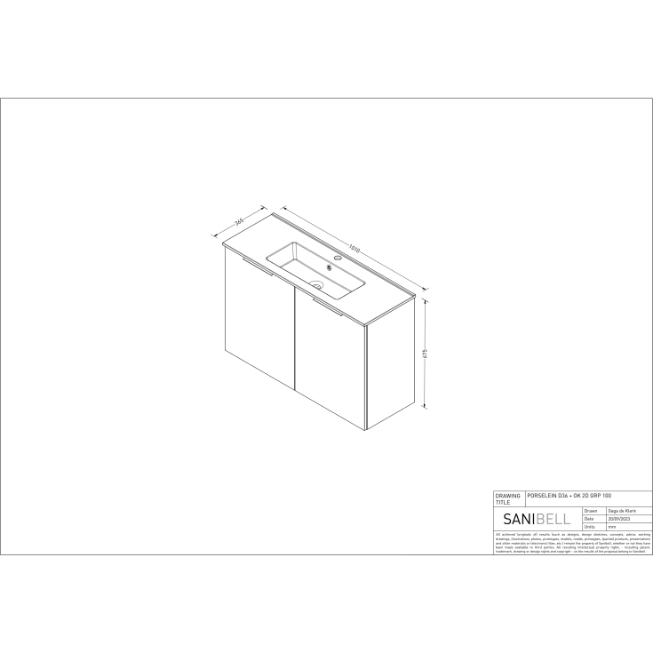 Sanibell Online møbelpakke, usamlet, 101 x 36 cm, matt svart