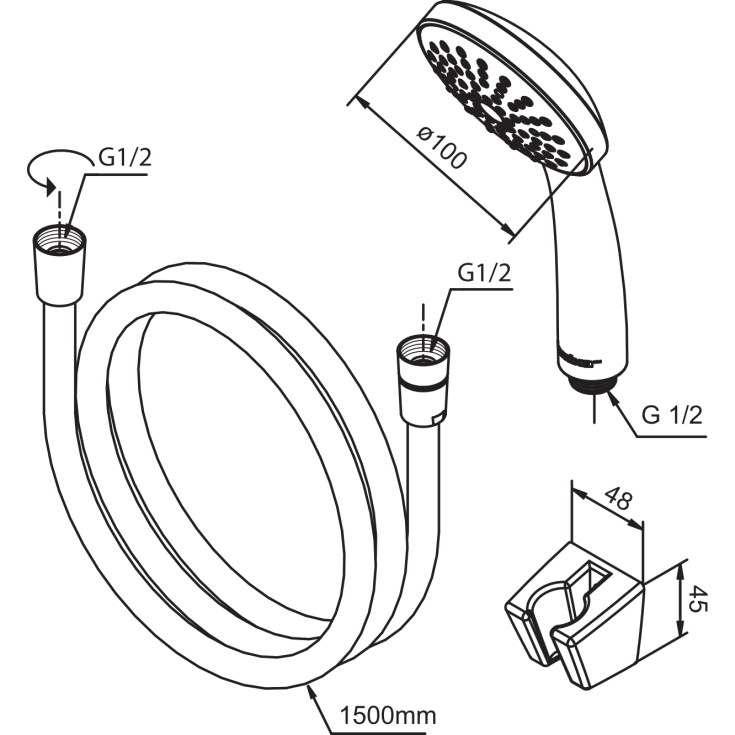 Damixa Space Fair Jet brusesæt, vandbesparende,  krom
