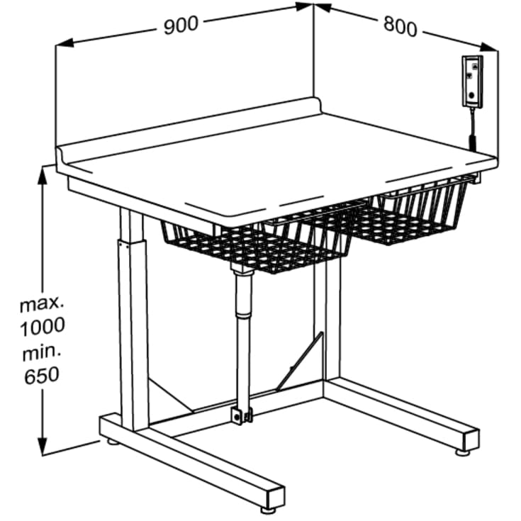Pressalit Care stellebord, 80x90 cm, hvit