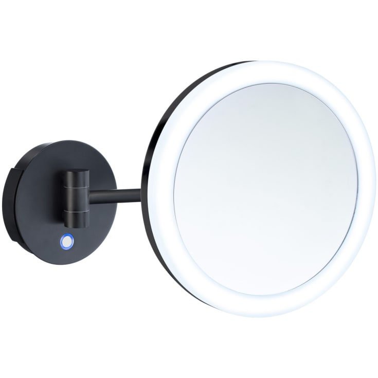 Smedbo Outline makeup spejl med lys, Ø20 cm, sort