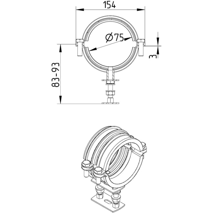 RØRBÆRER MED EPDM, Ø75MM